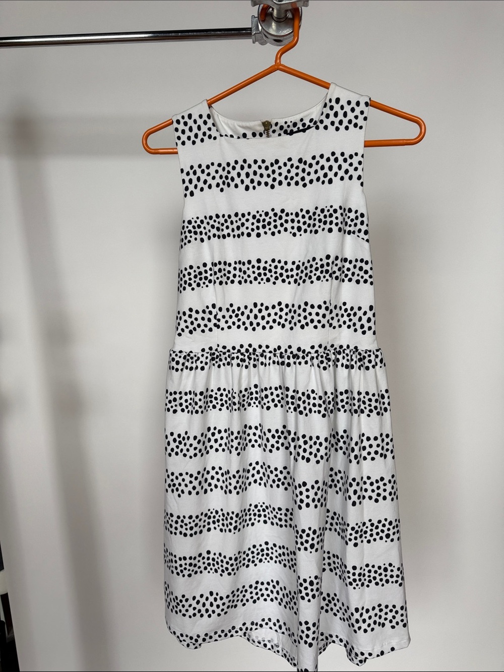 Duffield Lane White Dress with Black Dot Stripes